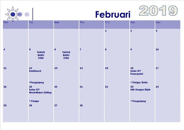 kalender aktiviti feb 2019