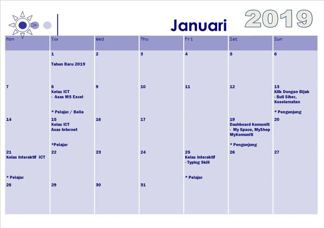 kalender aktiviti jan 2019