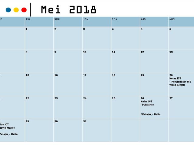 kalender aktiviti mei 18