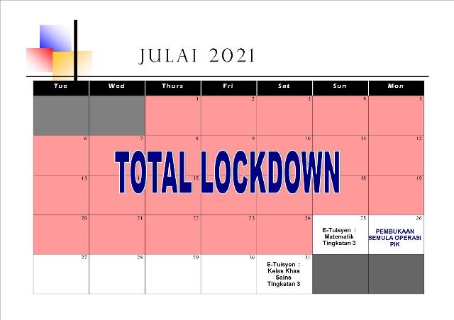 Jadual Aktiviti Julai 2021