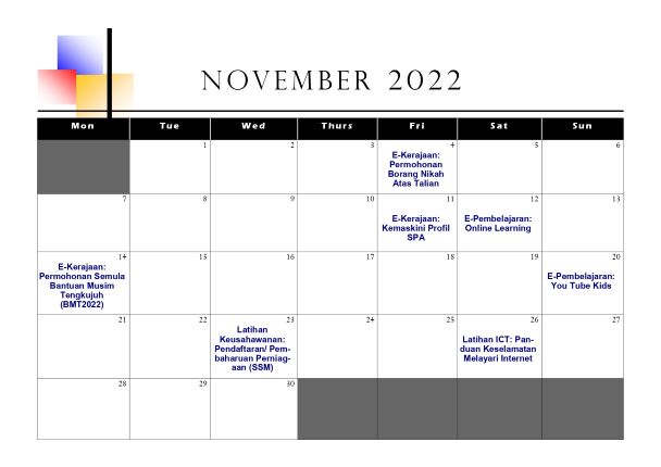 Jadual Aktiviti November 2022