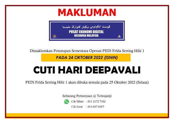 Notis Penutupan Deepavali 2022